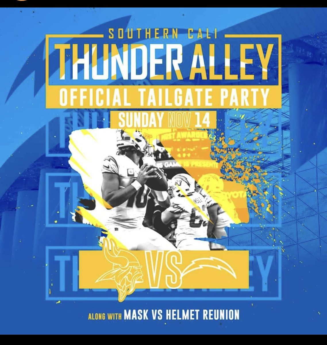 THIS SUNDAY 
@ THUNDER ALLEY PINK LOT
<a href="/boltskool/">Boltskool</a>  <a href="/chargers/">Los Angeles Chargers</a> <a href="/SoFiStadium/">SoFi Stadium</a> #BoltUp #chargers