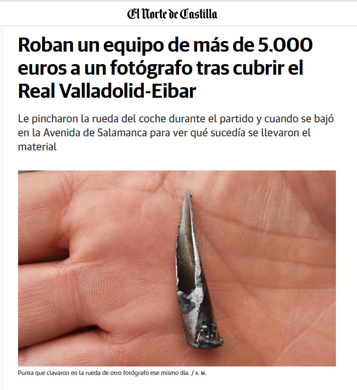 TomasAlonsoFOTO's tweet photo. ¡¡Nos están robando!! En las últimas jornadas de forma insistente en Zaragoza, Valladolid y Burgos lxs #fotoperiodistas hemos sufrido robos de equipo fotográfico tras los partidos de @LaLiga Emboscadas que generan incertidumbre en una profesión ya herida. https://t.co/djx93qakNY https://t.co/gzBeDrXVzX
