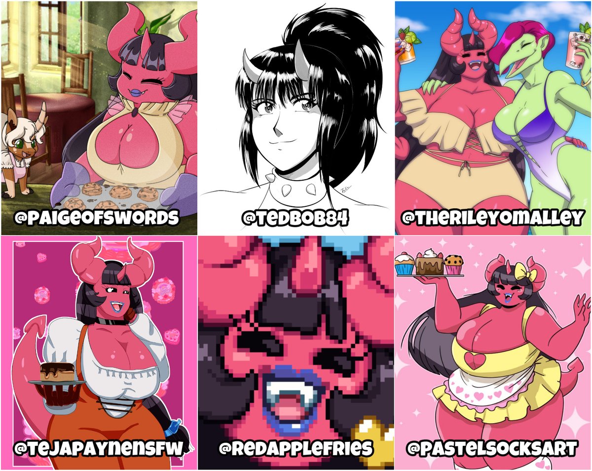 I've gotten SO much great Lulu fanart I just have to share them all off with everyone!

I've written their handles under each piece, so please go check out all these fantastic artists! Thank you all so much for drawing my demon baker 🥺💖 