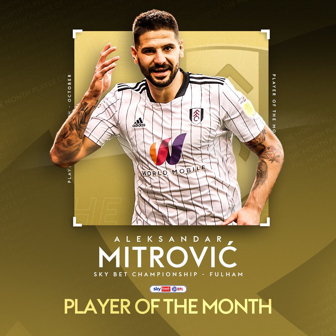 SkyBetChamp's tweet photo. A certified goalscoring machine.

Aleksandar Mitrović is your #SkyBetChampionship Player of the Month! 👏 

#EFL | @FulhamFC https://t.co/apSAdufXUi
