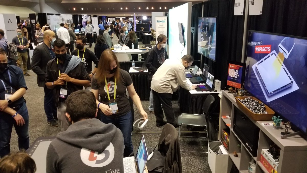 eventsforgamers's tweet photo. .@jeriellsworth leading the charge at the #AWE2021 @tiltfive #AR #tabletop gaming demo - given the busyness at the booth space, there is real hype for this system. https://t.co/4JT1S0tZO1