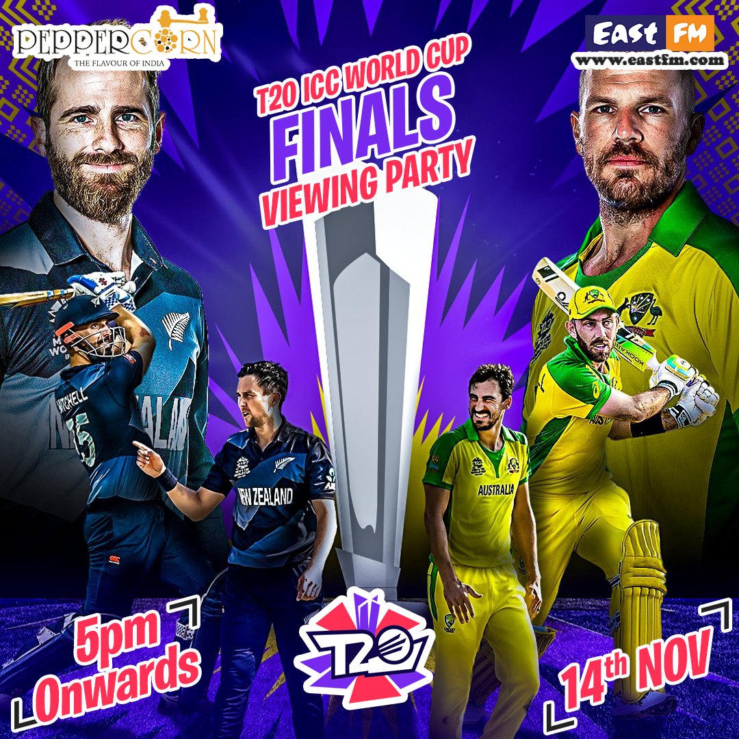 EastFMKenya's tweet photo. #T20WorldCup finals will be #NewZealand VS. #Australia.
Where will you be watching the finals? Join us for a viewing party as we witness the conclusion of this epic tournament.

Peppercorn Restaurant Kenya 
•
•
•
•
#T20 #Cricket #CricketWorldCup #WorldCup #EastFm https://t.co/EWiQt2WYIY
