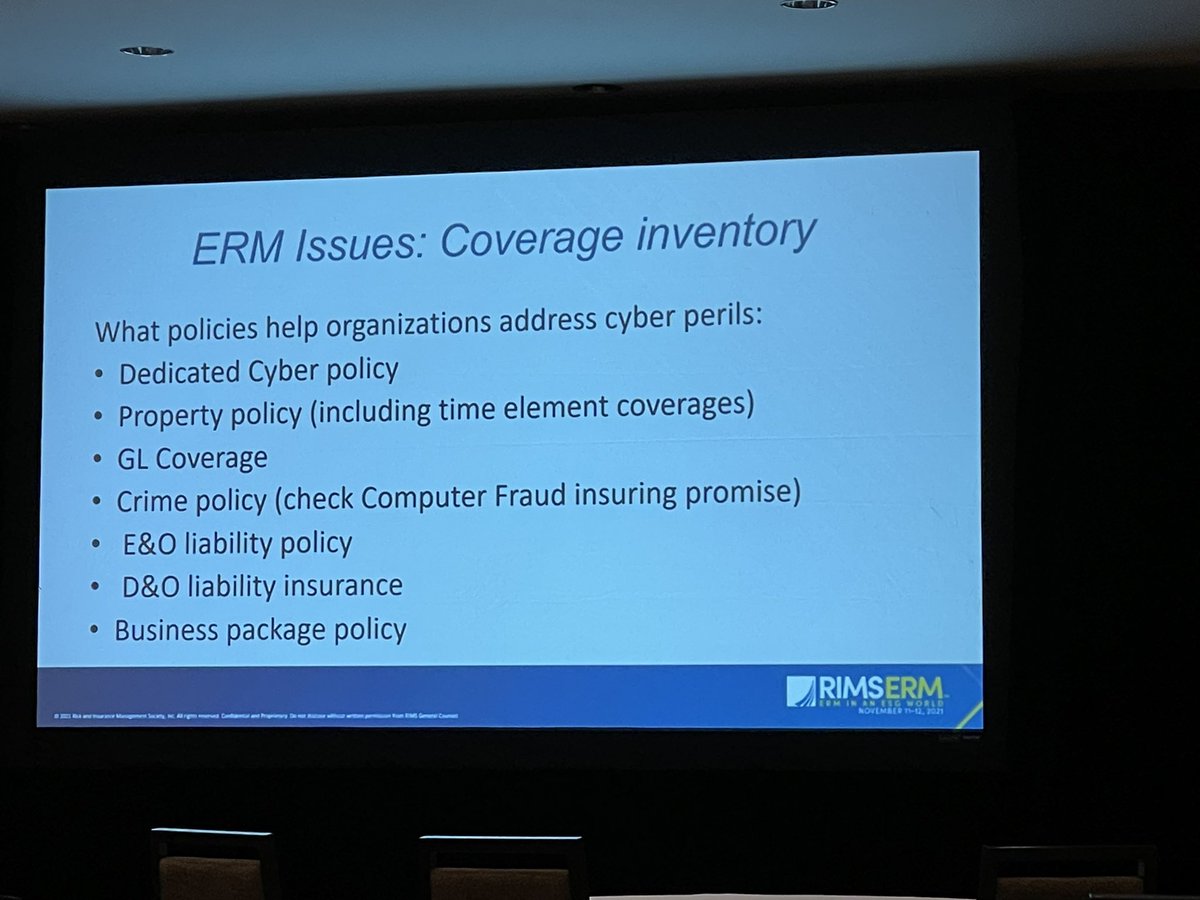 RosalieDonlon's tweet photo. Do you have all the #coverage you need in case of #cyber event? Check out this list from Josh Gold, @AndersonKillLaw #RIMSERMConf https://t.co/qxzoTb98bk