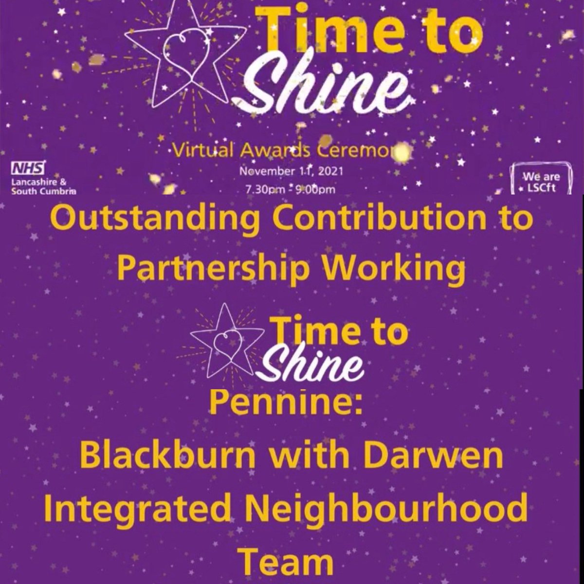 So proud of @WeAreLSCFT BwD integrated neighbourhood team. A true testament to all their hard work & determination to support vulnerable people in Pennine. This is only made possible through partnerships with our fabulous partners #Integratedworking