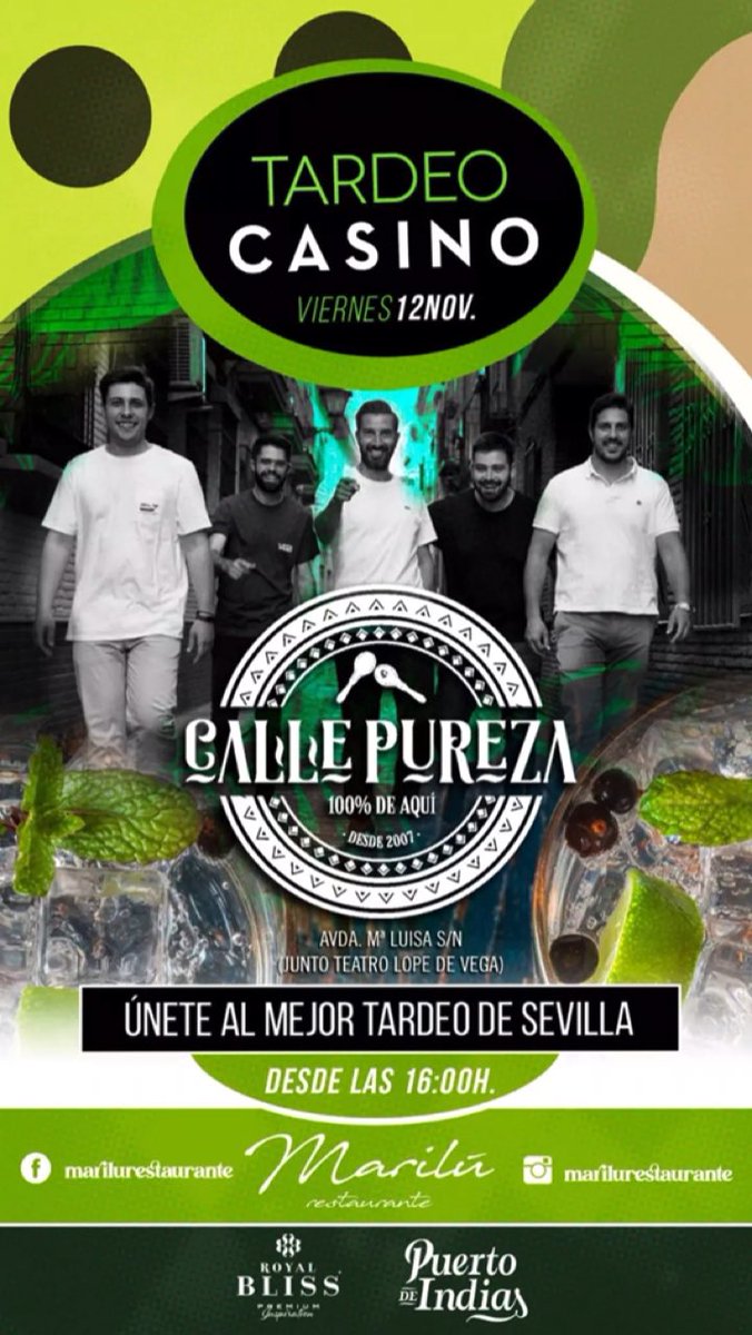 Mañana nos vemos en <a href="/CasinoTerrazaSe/">Casino Sevilla</a> por la tarde!! #venteconCallePureza #Casino #Sevilla