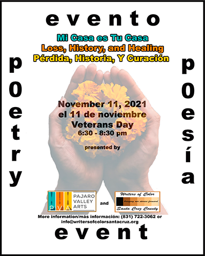 pvarts's tweet photo. Join us tonight via Zoom for a poetry event featuring the Santa Cruz Writers of Color and the winners of the Watsonville Library poetry contest! 📝🧡 Meeting ID: 996 5230 1357 Link: https://t.co/2ZfG8ibLid https://t.co/WCPa8TVU9Y