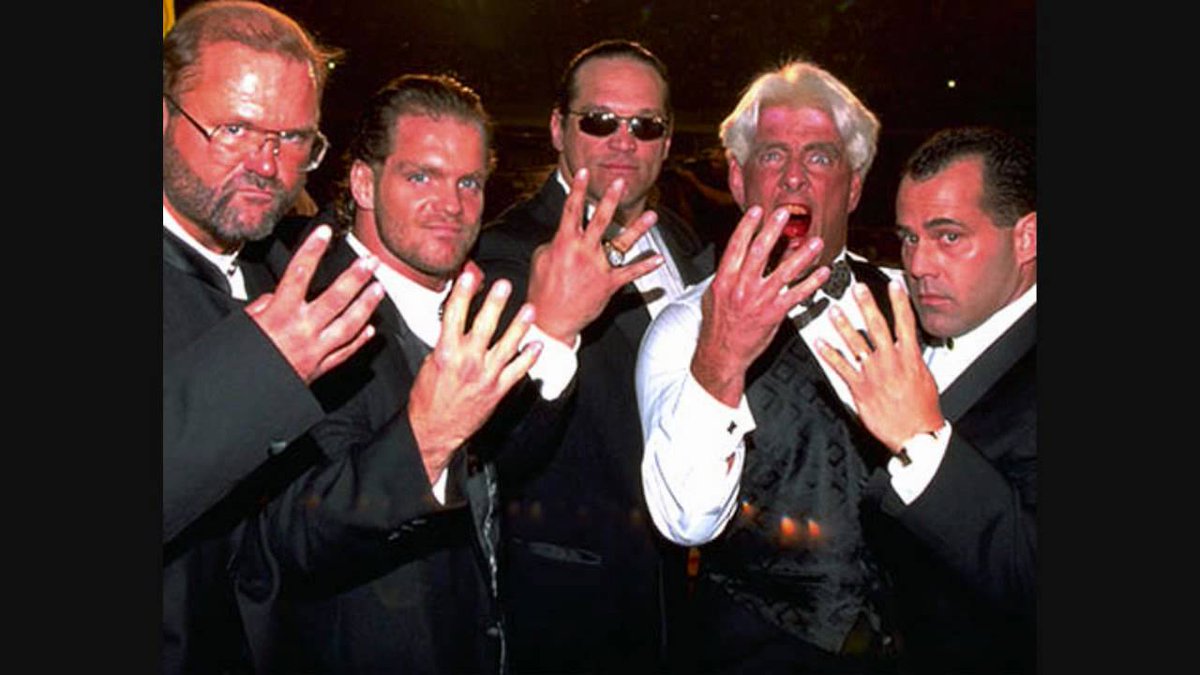 Lessthan2000's tweet photo. #WCW had the most stacked roster imaginable in 1998. #Goldberg #Hogan #DDP #BretHart #Sting #KevinNash #ScottHall #ScottSteiner #BuffBagwell #TheGiant #ChrisJericho #Konnan #ReyMysterio #BookerT and factions like #nWo Hollywood nWo #Wolfpack #FourHorsemen #RavensFlock &amp; #LWO. https://t.co/7XykDwP1g7