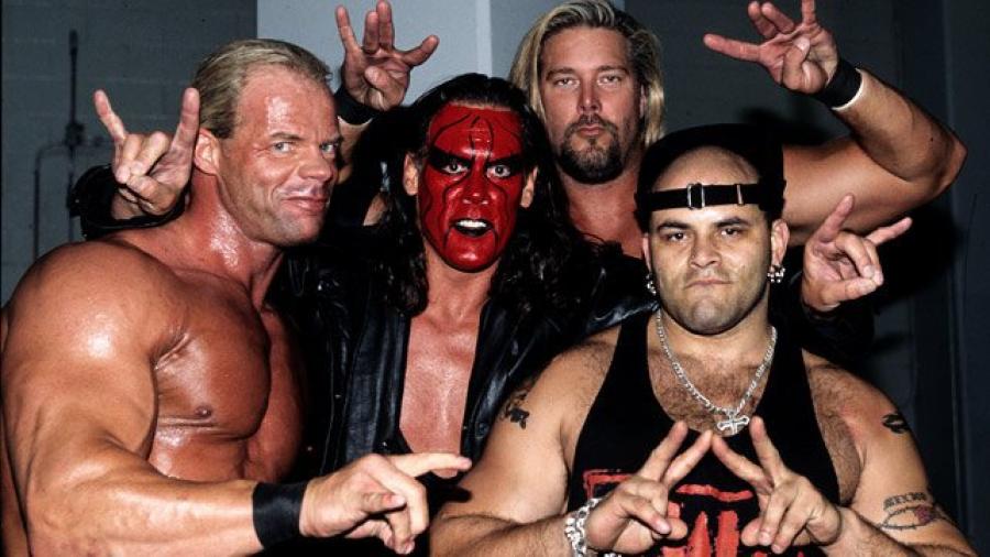 Lessthan2000's tweet photo. #WCW had the most stacked roster imaginable in 1998. #Goldberg #Hogan #DDP #BretHart #Sting #KevinNash #ScottHall #ScottSteiner #BuffBagwell #TheGiant #ChrisJericho #Konnan #ReyMysterio #BookerT and factions like #nWo Hollywood nWo #Wolfpack #FourHorsemen #RavensFlock &amp; #LWO. https://t.co/7XykDwP1g7