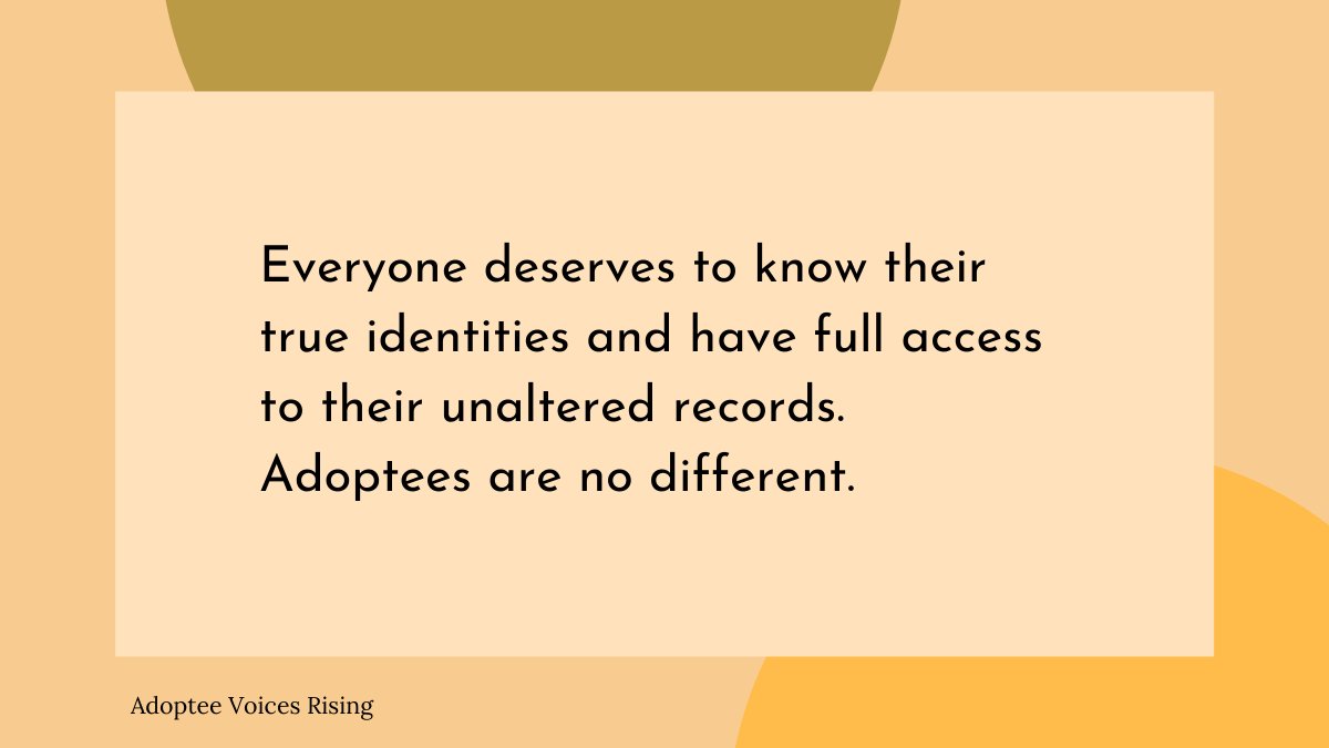 Adoptees deserve to have their original birth certificates. 

Written by @seonjusays 

#NationalAdoptionAwarenessMonth #NAAM