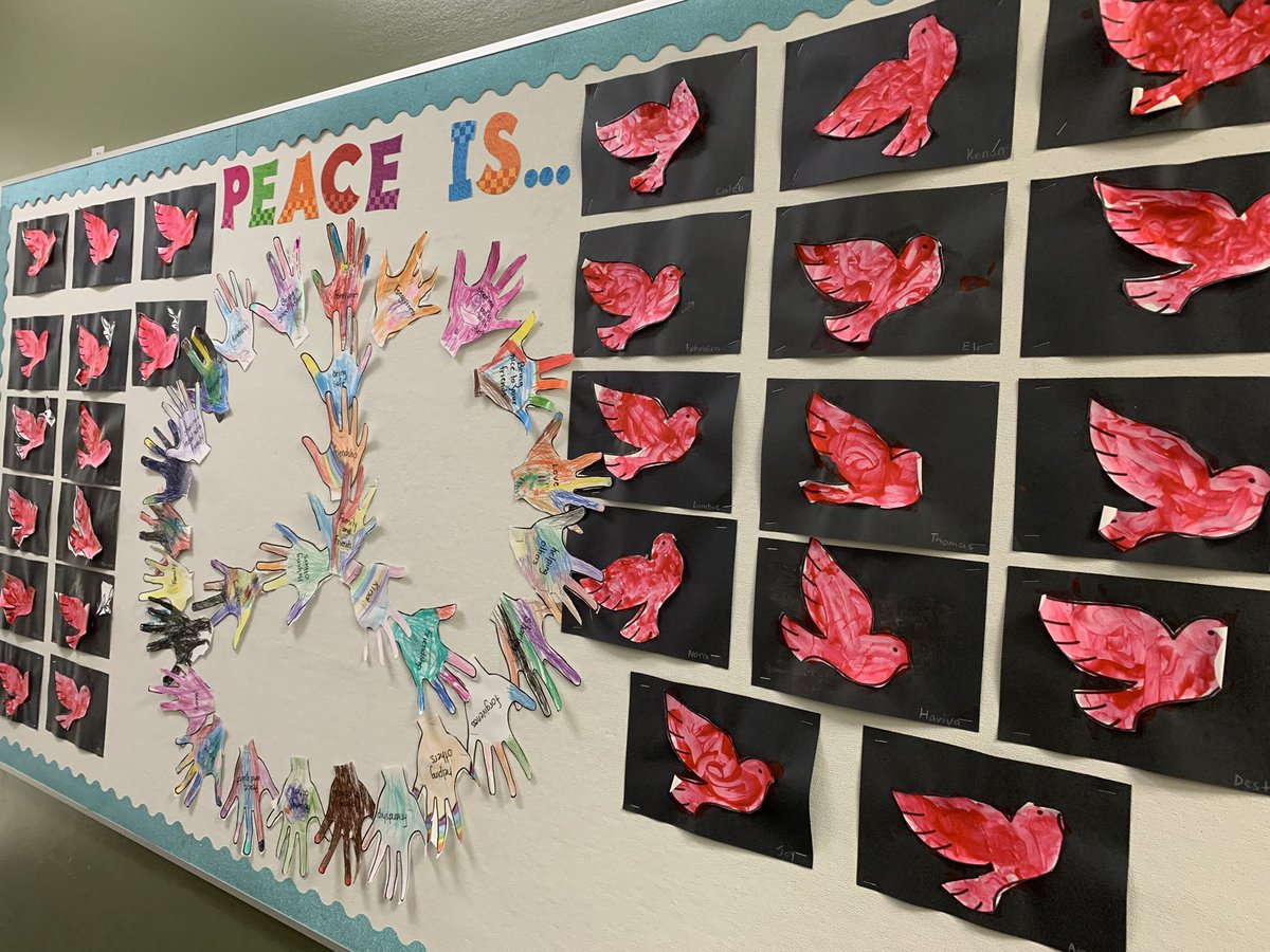 Ms_RDuncan's tweet photo. The kindergartens at @magerLRSD learned about peace this week. #givepeaceahand https://t.co/nsFcn5xipR