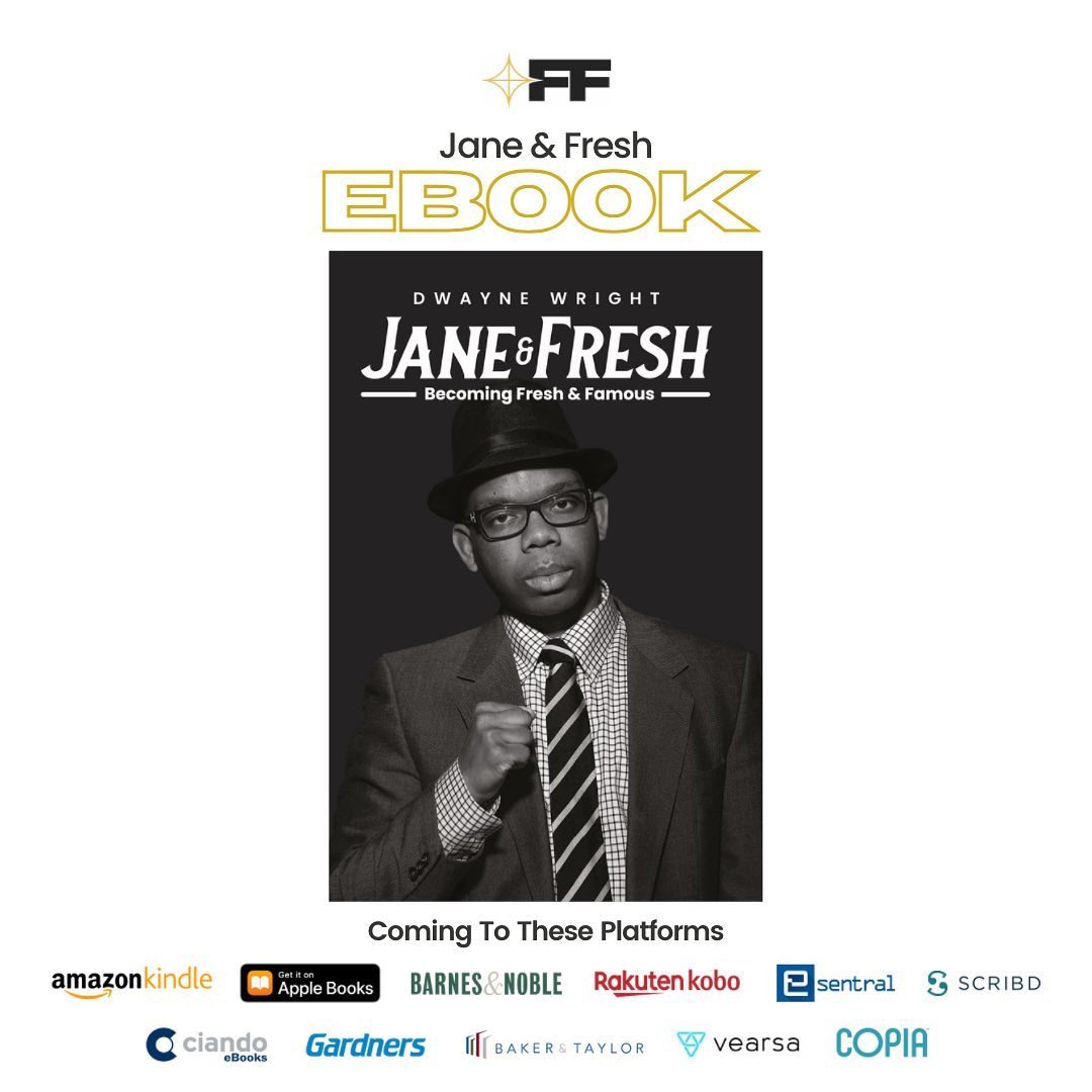 MRFRESHNFAMOUS's tweet photo. #JaneAndFresh is coming to all these fine eBook platforms starting from $10.99 Order your copy today! #freshandfamous #book #ebook #publishing https://t.co/L7q3OaO3Tp