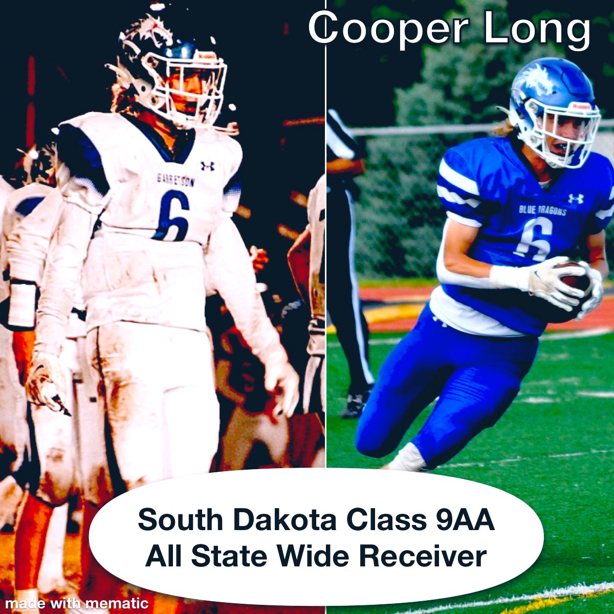 Hard work paying off <a href="/CooperLong16/">Cooper</a>.  Established single-season <a href="/BlueDragonFB/">Garretson Blue Dragons</a> receiving yards record and moved to 2nd on all time receiving list.  Still work to do! #LEAD