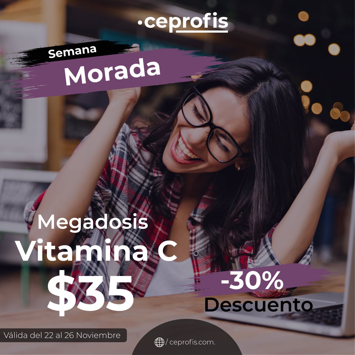 CE_PRO_FIS's tweet photo. #Promoción2 Aprovecha el descuentazo en Vitamina C🍊 para fortalecerte de cualquier tipo de patología.
Con Semana Morada de #Ceprofis fortalece tu sistema inmunólogico💪🟣⚫️

👉Desde patologías crónicas y agudas, hasta respiratorias y degenerativas:
 #whatsApp: 8371-6578 https://t.co/l0gpompLXu