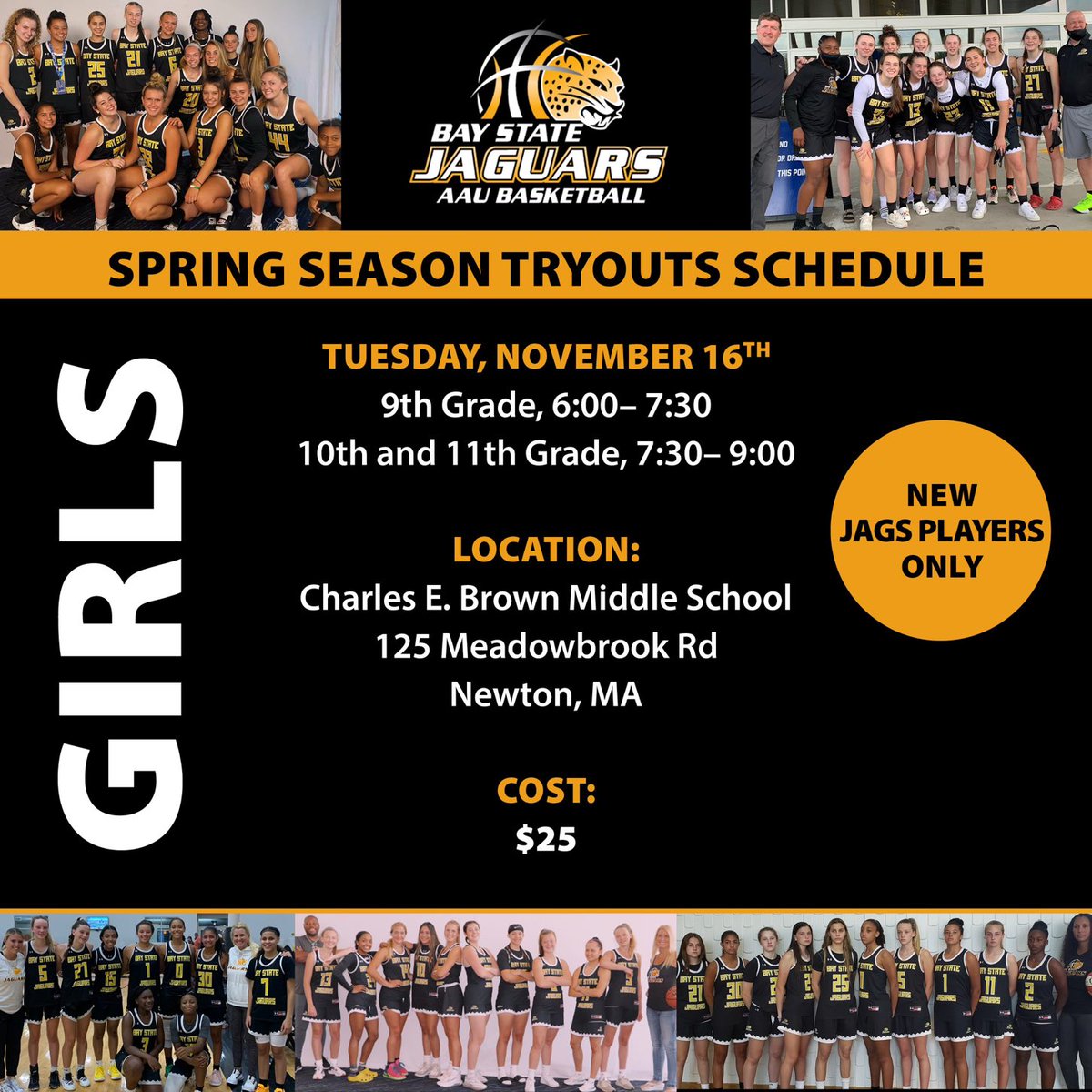 We hope to see you at our High School Girls Spring Season Tryouts‼️