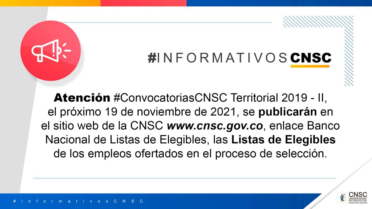 🚨 #Atención #ConvocatoriasCNSC Territorial 2019 - II.
🔎 Más información ➡ bit.ly/3056Ay7.