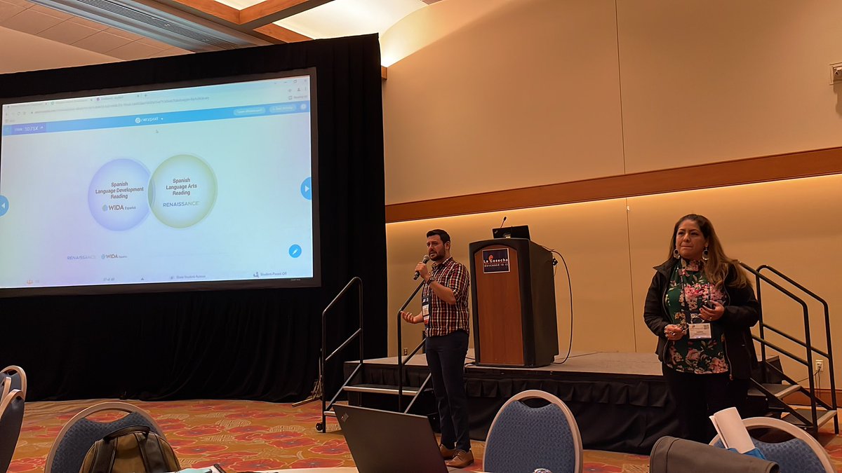 andyfrost's tweet photo. @DorisLinvilleFL and @saguirre49 at #LaCosecha2021 talking about the shared goals btw @RenLearnUS and @WIDA_UW https://t.co/Qpl96SXYbB
