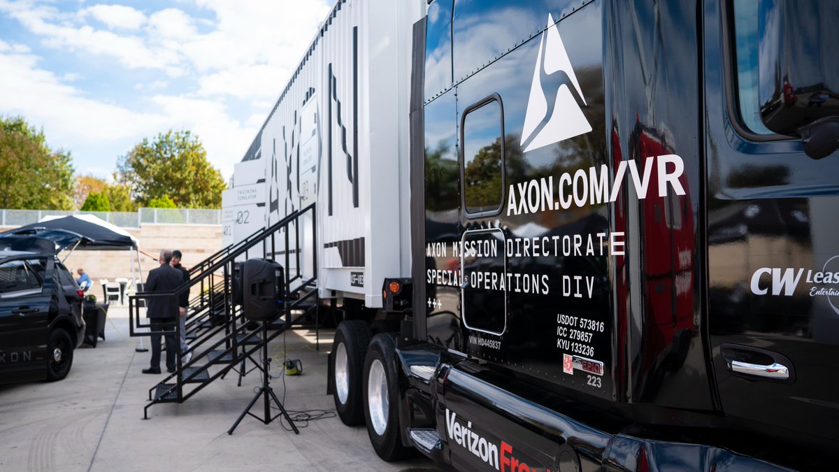 RichardsonTX_PD's tweet photo. AXON Roadshow 2021 stopped by our Department today. We’re keeping informed and up to date with the latest in public safety technologies to better serve our citizens. The VR trailer tested officer skills &amp; ability to survive a zombie attack (in case the need arises in Richardson). https://t.co/cElqxPGZRI