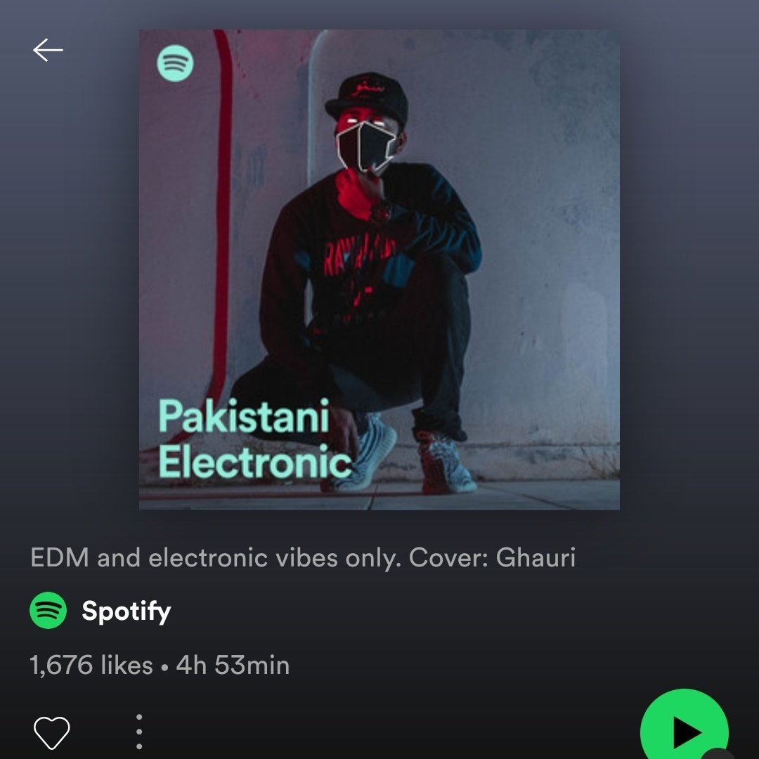 GhauriMusic's tweet photo. Thank you @Spotify for the editorial playlist cover of pakistani electronic. 

Go check it out the latest "twin flames" audio on spotify. MV dropping soon too https://t.co/q5Eu6iERt2