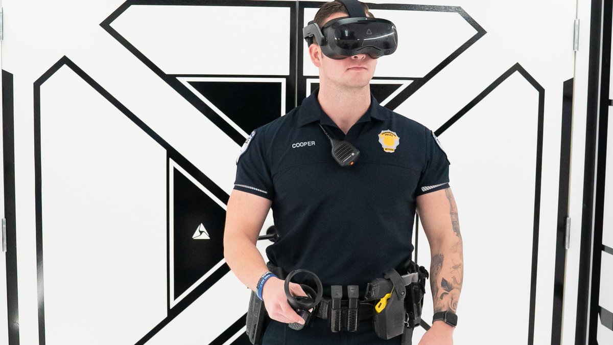 RichardsonTX_PD's tweet photo. AXON Roadshow 2021 stopped by our Department today. We’re keeping informed and up to date with the latest in public safety technologies to better serve our citizens. The VR trailer tested officer skills &amp; ability to survive a zombie attack (in case the need arises in Richardson). https://t.co/cElqxPGZRI