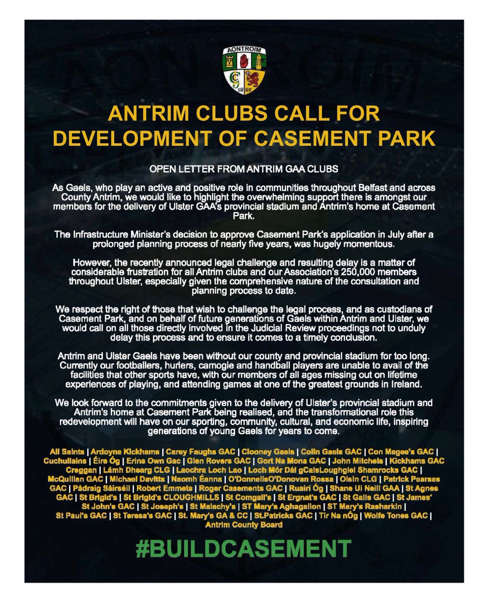 paddyc13's tweet photo. Build it and they will come. The select few will not derail the mass support of local residents and the 1000’s of Gaels across Belfast, @AontroimGAA &amp; @UlsterGAA who support the redevelopment of Casement Park. It’s time to Build Casement #BuildCasement https://t.co/vhn8JULrbl