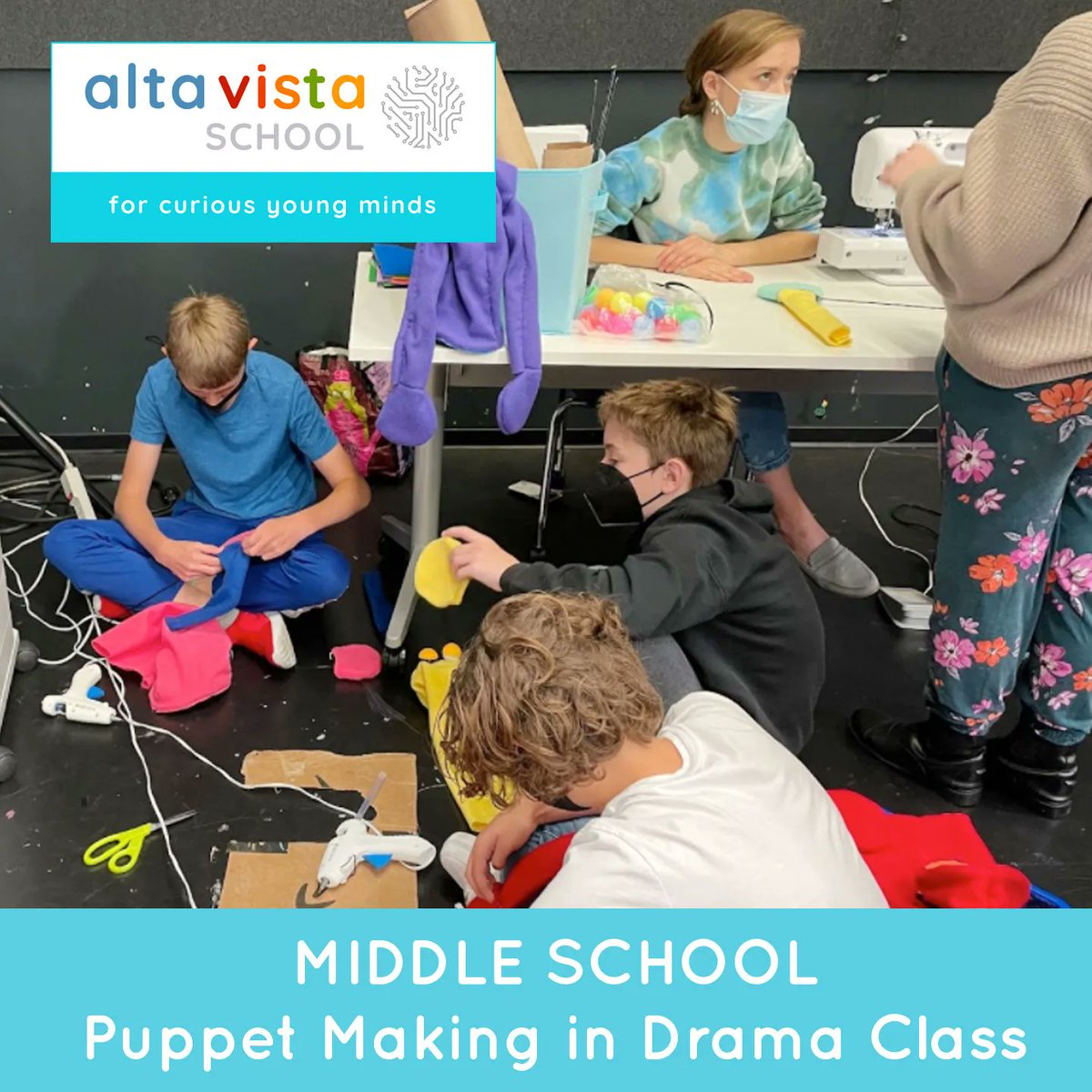 Aviators Making Puppets in Drama Class!