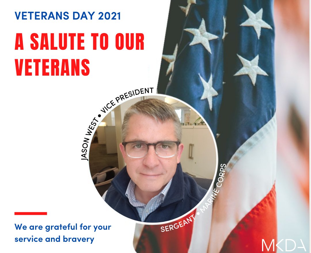 MKDA_designs's tweet photo. We salute all Veterans of the U.S. Armed Forces with special recognition to MKDA Vice President Jason West who served as a Sergeant in the Marine Corps during Operation Desert Storm! #MKDADesigns #veteransday2021 #veterans https://t.co/0KzH3r3a2r