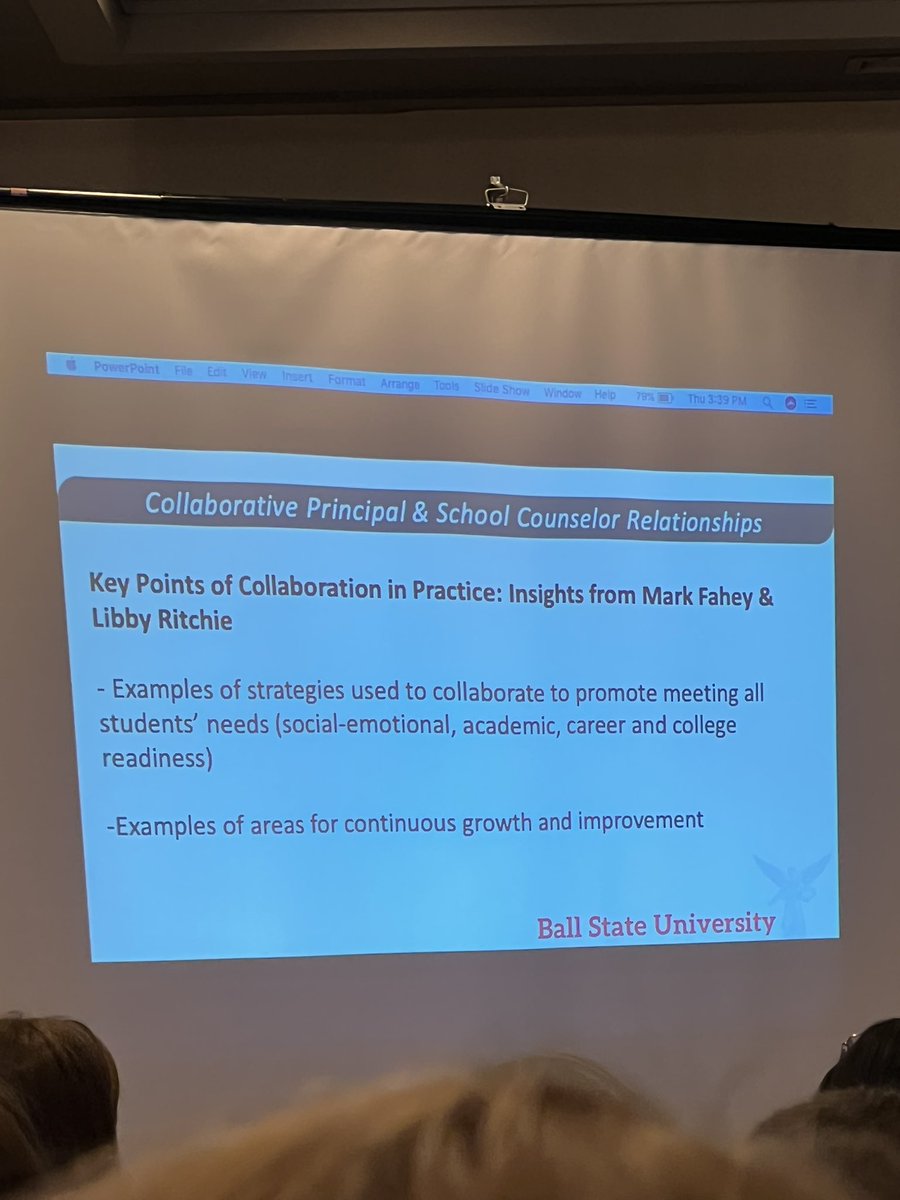 DrSherriBarrow's tweet photo. Libby Ritchie, School Counselor & Mark Fahey, Principal are truly a DREAM team on collaboration in forging systemic change in their school. It is so powerful to see the new path on collaboration. #LillyGrant #BallState #ISCA2021 #ConquerAllAdversities #SystemicChange https://t.co/vN5i39IMds