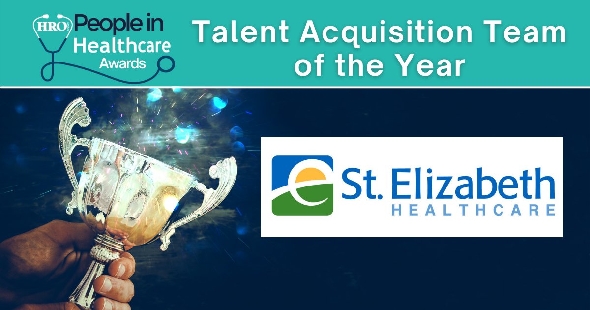 HROToday's tweet photo. Congratulations to the #TalentAcquisition team at @StElizabethNKY for taking home the 2021 #Healthcare Talent Acquisition Award of the Year award at #HROToday's #PeopleInHealthcare Summit!! https://t.co/voJ7TR44xY