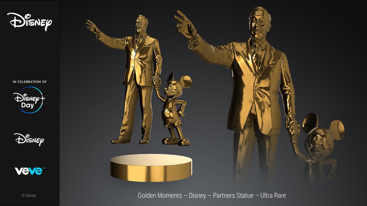 veve_official's tweet photo. Walt &amp; Mickey "Partners" drops tomorrow at 12PM PT in celebration of @DisneyPlus Day!

Customers in select markets who first purchase this will receive 12 mos. of Disney+ courtesy of VeVe. Auto-renews at current monthly price after. Terms: https://t.co/APR7UW5y3r

#DisneyPlusDay https://t.co/3ysZOCzL7v