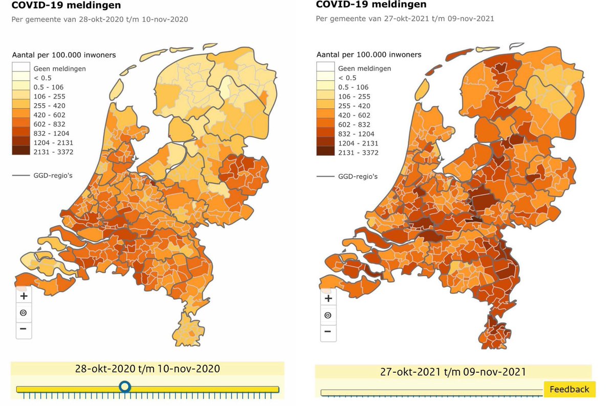 Het vaccin de oplossing, 2G gaat ons redden? Bekijk dit eens: links 2020 zonder vaccin, rechts 2021 met. DANKZIJ DE APARTHEIDSPAS zijn er nu veel meer besmettingen dan toen! Dit schandelijke beleid moet stoppen! Stop 2G, stop de #apartheidspas! #2GRegel #JustSayNo