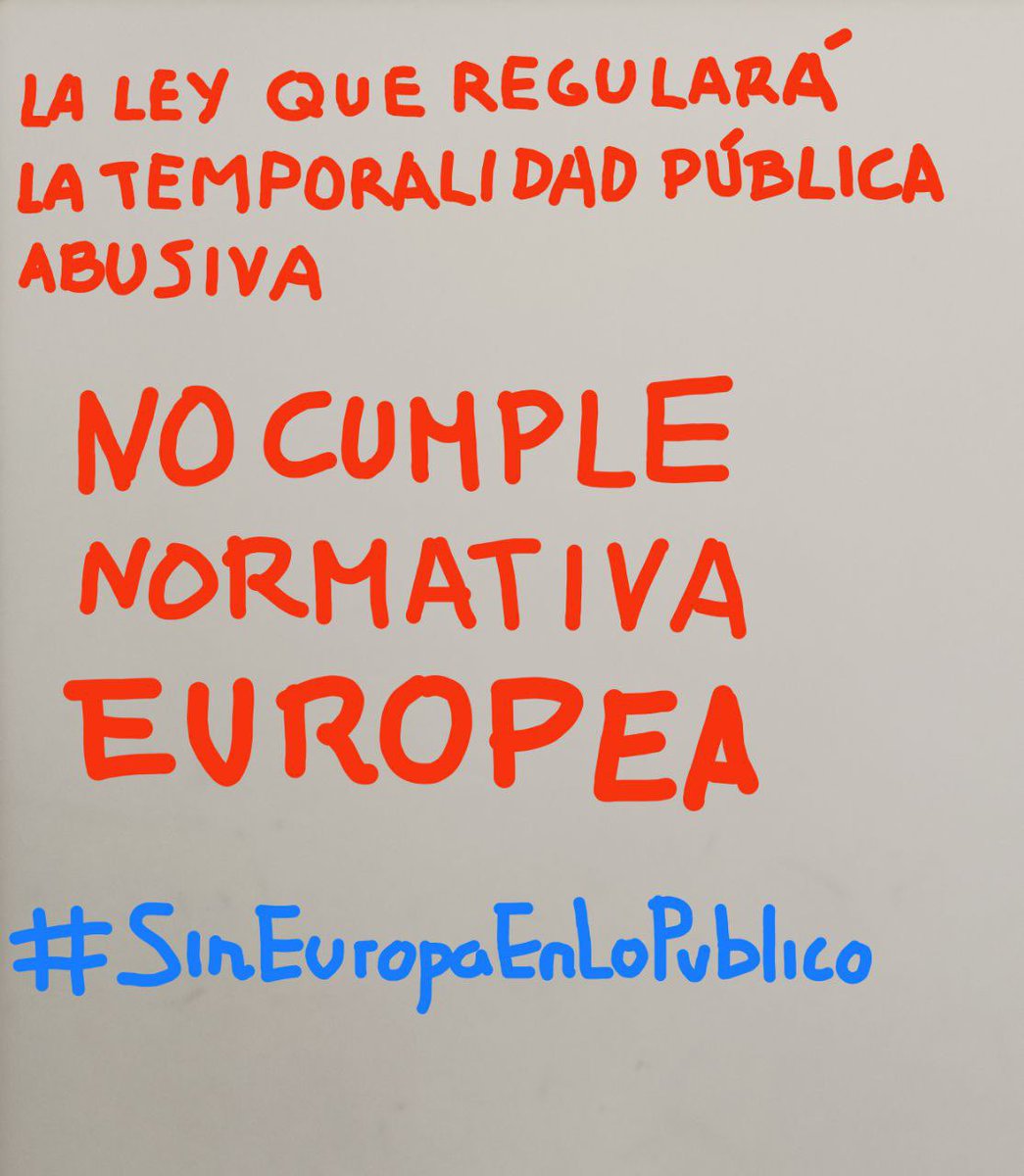 😡<a href="/mjmonteroc/">María Jesús Montero</a> <a href="/Eselkaos/">Pedro Honrubia 🔻</a> <a href="/mllcastellanos/">Llanos Castellanos 🇪🇸</a> INDIGNANTE. ESPAÑA SACARÁ LEY Q NO CUMPLE NORMATIVA EUROPEA.
1️⃣Concursos de resultado incierto
2️⃣Ley potestativa no obligatoria
3️⃣Para temporalidad >5años
4️⃣Indemnización no disuasoria
#SinEuropaEnLoPublico <a href="/LourdesArastey/">L.Arastey</a>