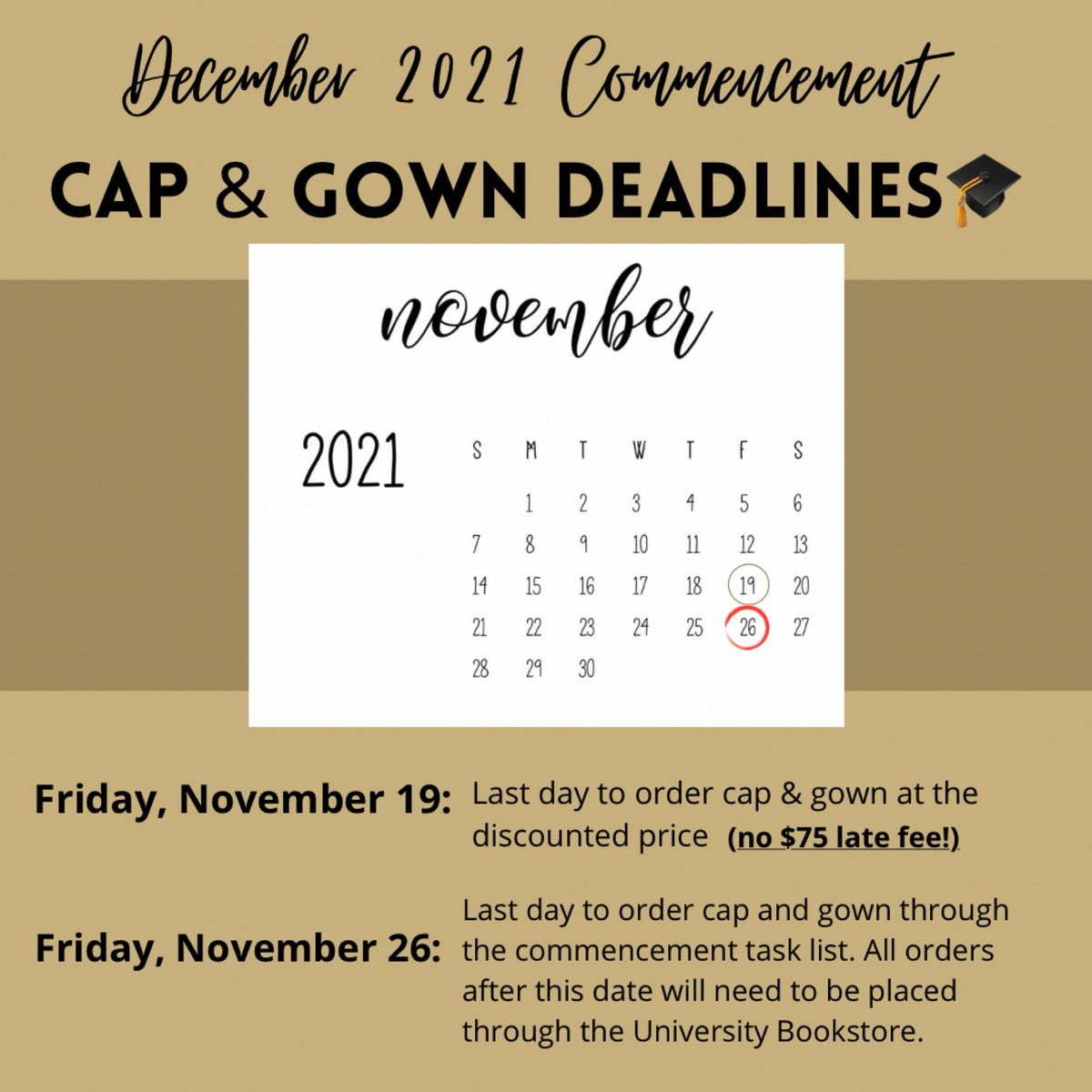 PUCommencement's tweet photo. Cap &amp; gown deadline information for graduates participating in December 2021 Commencement! 🎓 https://t.co/ptA4TBpXK0