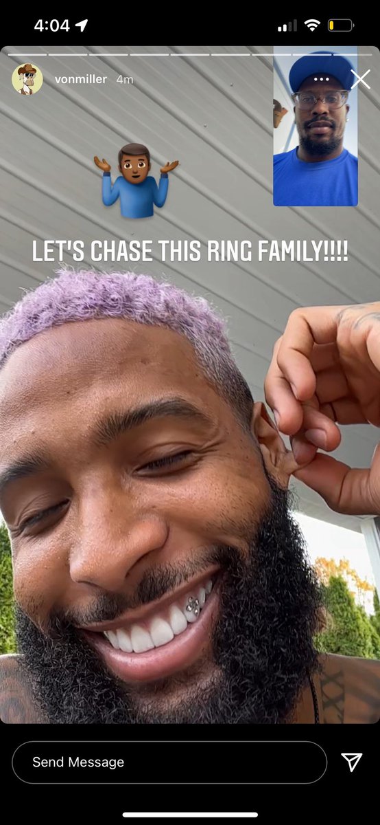 PFF's tweet photo. Von Miller on the phone with OBJ 👀 https://t.co/M4XCfRjrBf