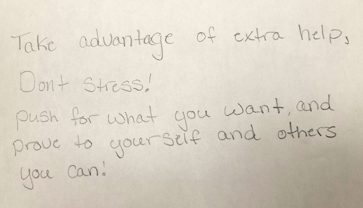 garden_rob's tweet photo. I asked my outgoing grade 11 math students "what they would tell an incoming student." Their responses were both wise and inspiring. #thinkingclassroom #mtbos #iteachmath #hpemath @pgliljedahl https://t.co/5L5HNSxhlB
