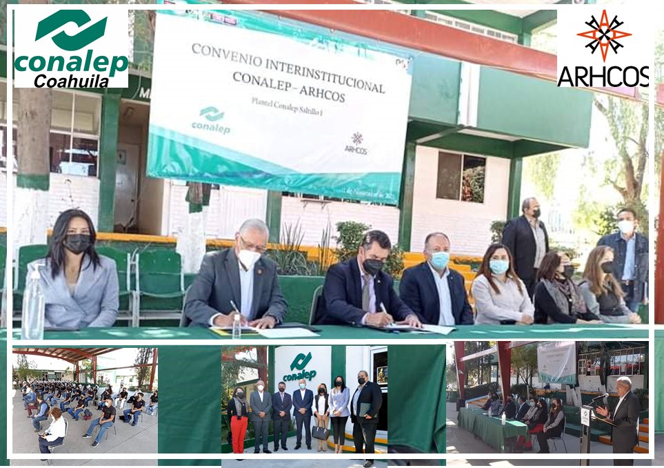 ConalepCoahuila's tweet photo. Firma de #convenio de colaboración entre CONALEP Coahuila y #ARHCOS. Para que nuestros estudiantes lleven a cabo sus prácticas profesionales, estancias estudiantiles y el modelo Mexicano de Formación Dual, además de capacitación a trabajadores @alfiovegap @mrikelme @EnriqueKuHerr https://t.co/j8iQ4TGrkO