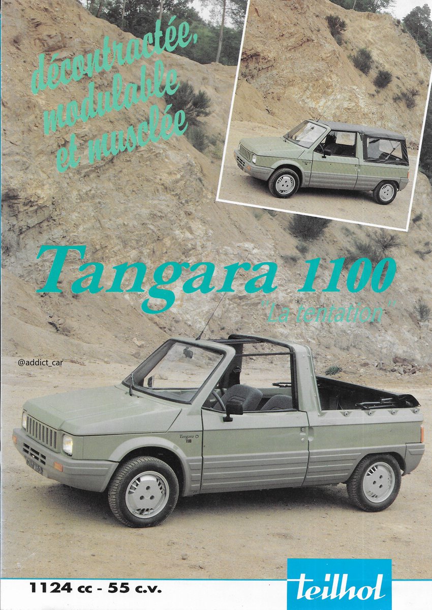 addict_car's tweet photo. A utility car closely related to Citroën's AX, the Teilhol Tangara 1100 arrived in 1990. Sadly by then its maker - a small French company which had once built the conceptually-similar Rodéo for Renault - was in financial difficulties so few were made. #carbrochure #Teilhol https://t.co/27jbdGtE0z