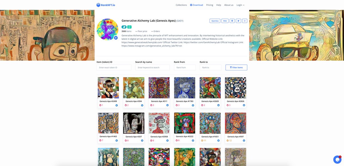 It's the combination of historical aesthetics and the latest digital art that makes this collection so unique. Check out the Generative Alchemy Lab by <a href="/GenAlchemyLab/">AlchemyLabX Ltd</a> ranknft.io/collection/gen…
#RankNFT #GenerativeAlchemy #OpenSeaNFT #rarity