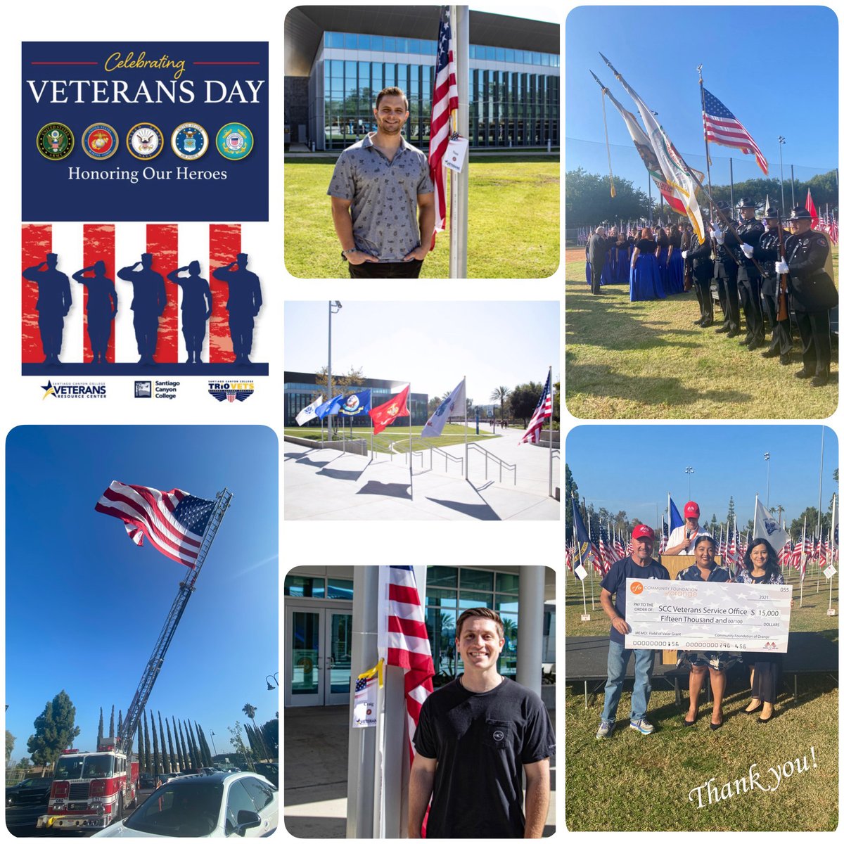 SantiagoCanyon's tweet photo. Honoring our Student Veterans and respected Families for their service and dedication to our Nation. Celebrated by SCC and the Community Foundation of Orange, which granted $15,000 to support SCC's Veterans Service Office. Happy Veterans Day! #sccollege #thecfo #fieldofvalor https://t.co/I2EEHtf1wO