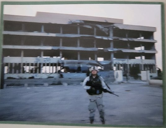 MavericksBSB's tweet photo. On this Veteran’s Day, the players and coaching staff of DHS, want to thank our veterans for their service to our country. Take a moment today to thank a veteran for their time and service in protecting our country. Pictured below is Coach Dobitz during his time in Iraq in 2004 https://t.co/r9XNpo1VQk