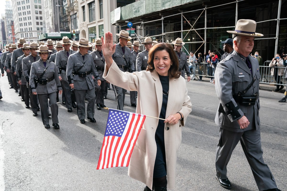 Governor Hochul walks in Veterans Day parade