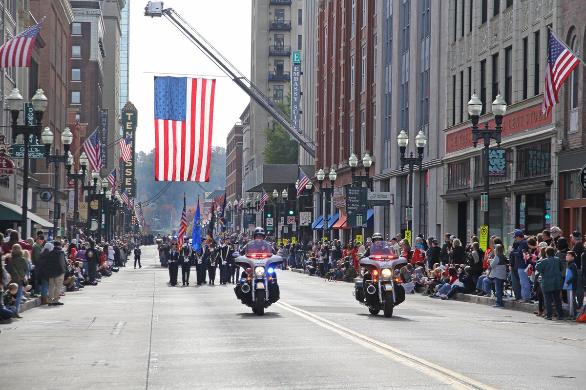 Knoxville_PD's tweet photo. We were honored to take part in today’s #VeteransDay parade in downtown Knoxville. 

To all the brave men and women who have served and to all those who continue to serve, thank you. 🇺🇸🇺🇸 https://t.co/Q44duBr60P