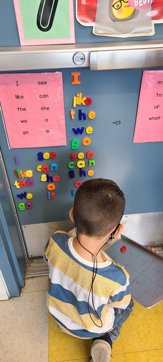 Anumnum89's tweet photo. Love using our back door as a center for sight words, using #magneticletters ! We are practicing #readerby9 multisensory strategies! #cuiedtech #sped https://t.co/bT4m8YqX6b