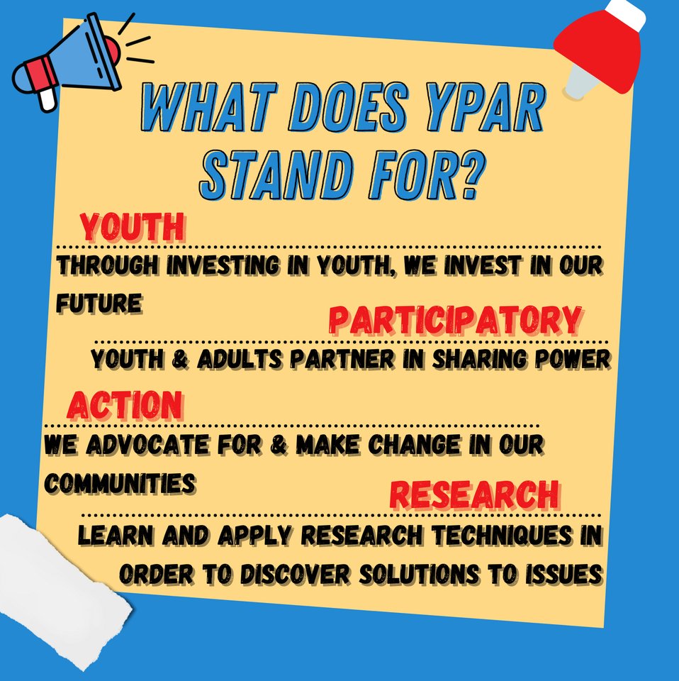 SV2Colorado's tweet photo. SV2 has a BIG announcement!📢 
This year, we'll be working on YPAR, which helps youth-led activist orgs like ours create more meaningful campaigns. For more info on YPAR, check out Community Futures, Community Lore (CFCL)'s website: https://t.co/UKt7PO8LRA
#EdColo #YPAR #Activism https://t.co/UPSnndJYxz