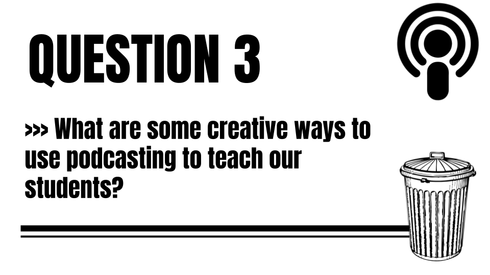 DitchThatTxtbk's tweet photo. Q3 What are some creative ways to use podcasting to teach our students? #Ditchbook https://t.co/VmE8KIJiqT
