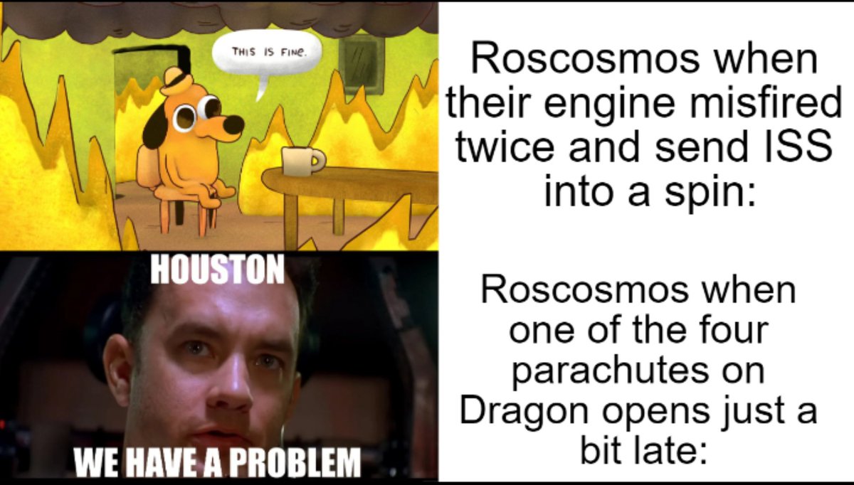 SpX_memes's tweet photo. 🧐 Typical

(Stolen from: Saturn_eclipse)
@elonmusk
#SpaceX #elonmusk #meme #SpaceXmemes #roscosmos #ISS #CrewDragon https://t.co/nGWEkbnZxD