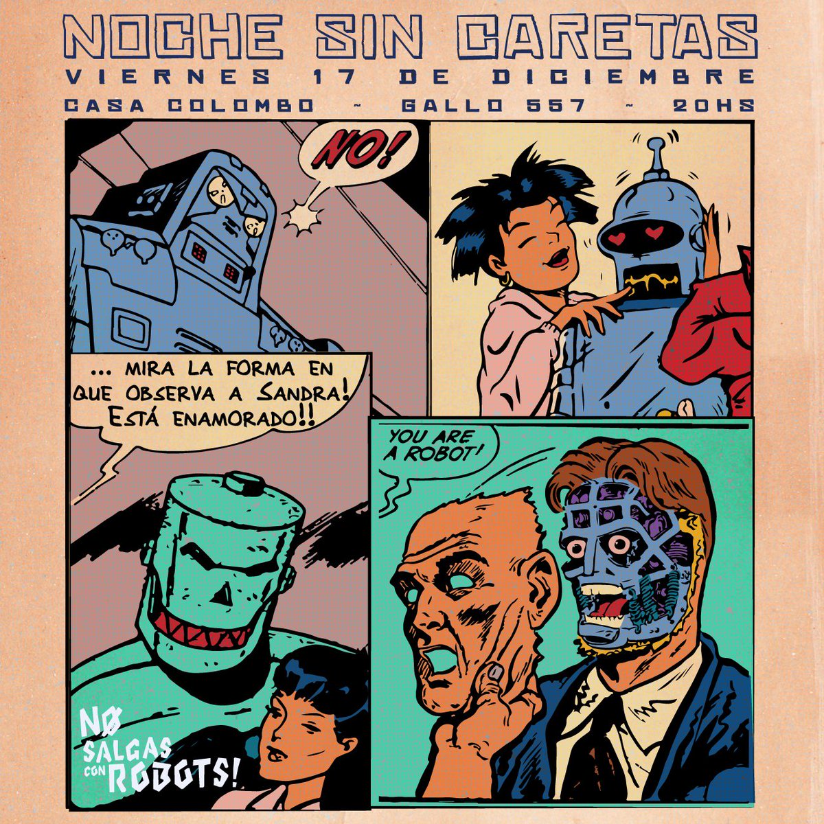 ssdrnr's tweet photo. No Salgas Con Robots se presenta en vivo con un show XL en Casa Colombo.
Viernes 17 de diciembre, 20hs, Gallo 557.

Anticipadas en https://t.co/pcKR0pwBaa
Entradas limitadas. https://t.co/jCjKAdO8iL