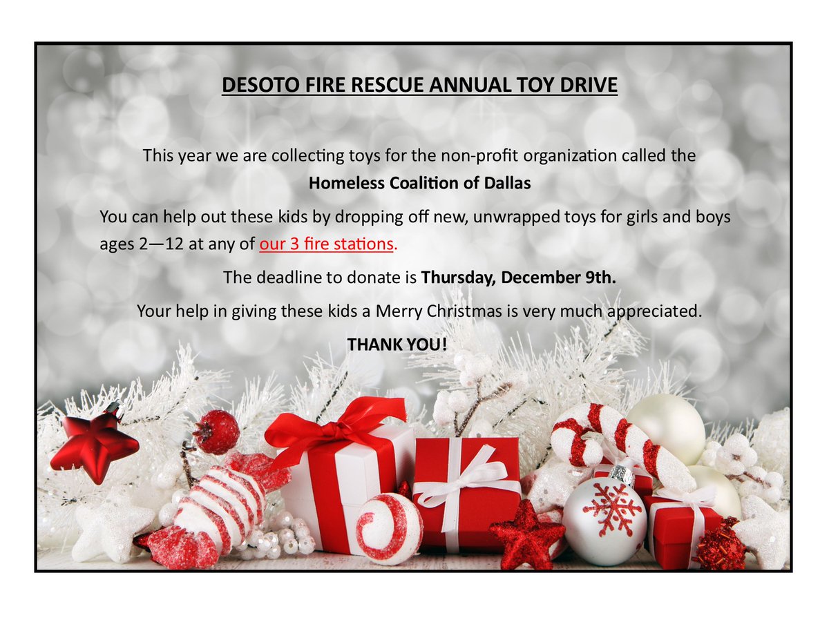 desotofd's tweet photo. It's already almost that time of year!  Please consider donating. https://t.co/LhKBdJbpRy