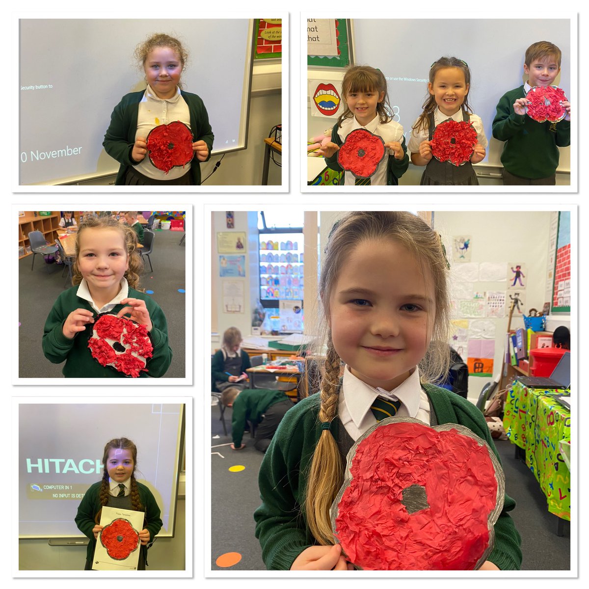 NicolsonMrs's tweet photo. Primary 2’s poppies for Armistace day @StPatsKilsyth https://t.co/uvmg96G4sS